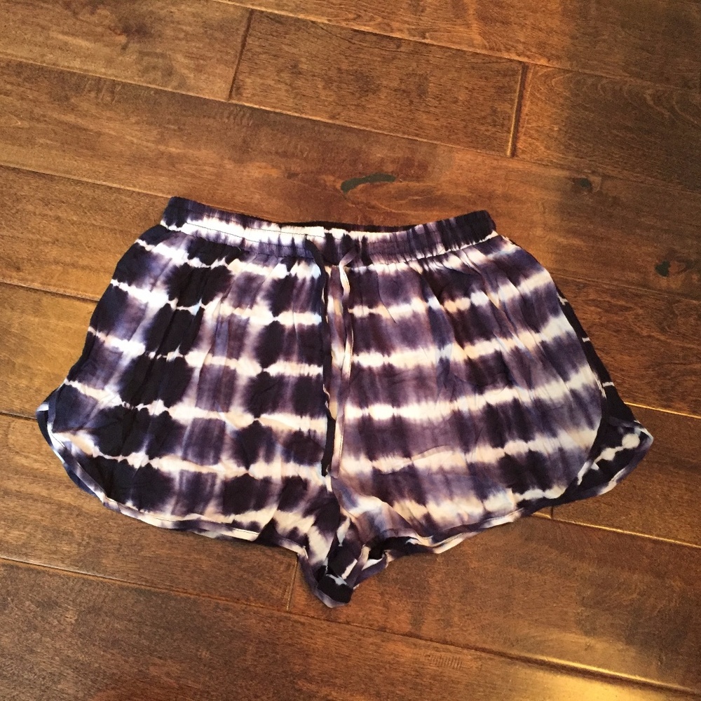 Tie Dye Blue Flowy Soft Shorts - Picture 2 of 4